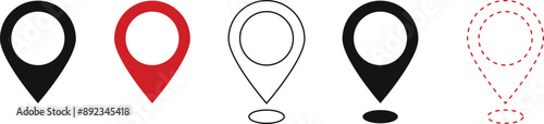 set of location and map pins Flat Icon