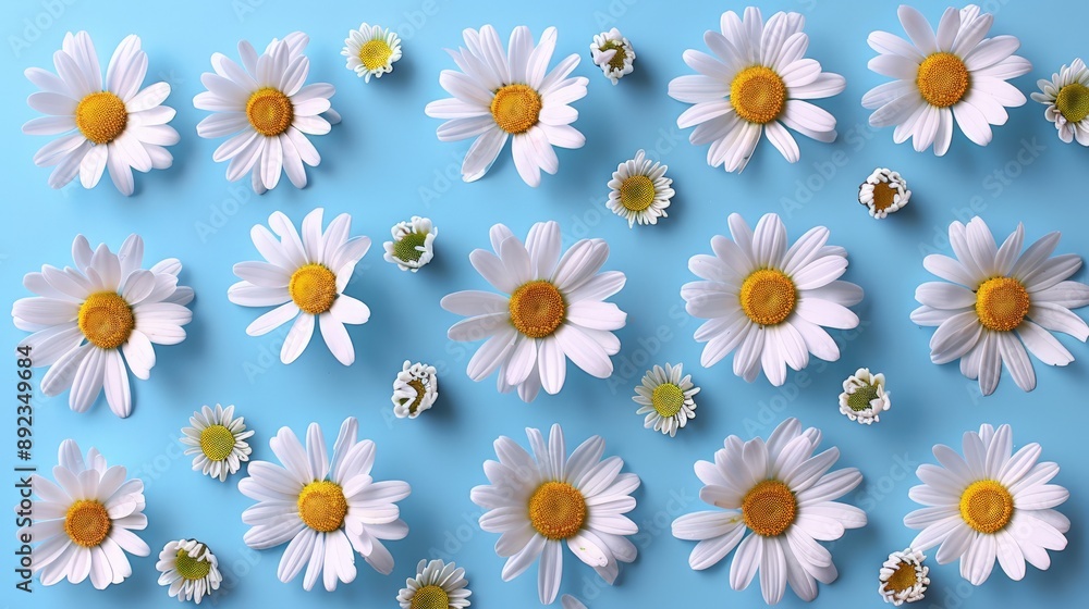 Daisy Sticker Set: Beautiful Blue Background for a Vibrant Look on White Background Daisy Sticker Set: Beautiful Blue Background for a Vibrant Look on White Background
