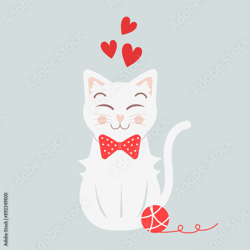 Cute cat with hearts