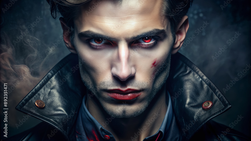 Mysterious Vampire male. Person face portrait. Generate Ai Mysterious Vampire male. Person face portrait. Generate Ai