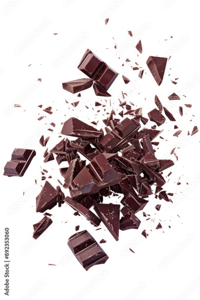 Fototapeta premium A collection of chocolate pieces arranged neatly on a white background