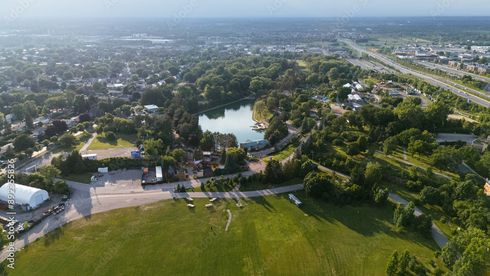 Drone aerial view of Laval the suburb of Montreal. Quebec , Canada Drone aerial view of Laval the suburb of Montreal. Quebec , Canada