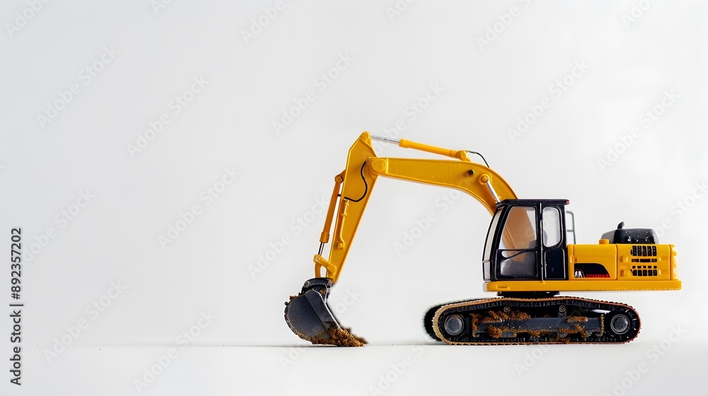 Yellow Excavator at Construction Site on white background. Yellow Excavator at Construction Site on white background.
