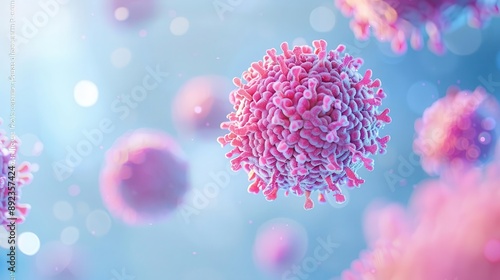 Artistic 3D illustration of mast cell degranulation in an allergic reaction, mast cell, allergic response