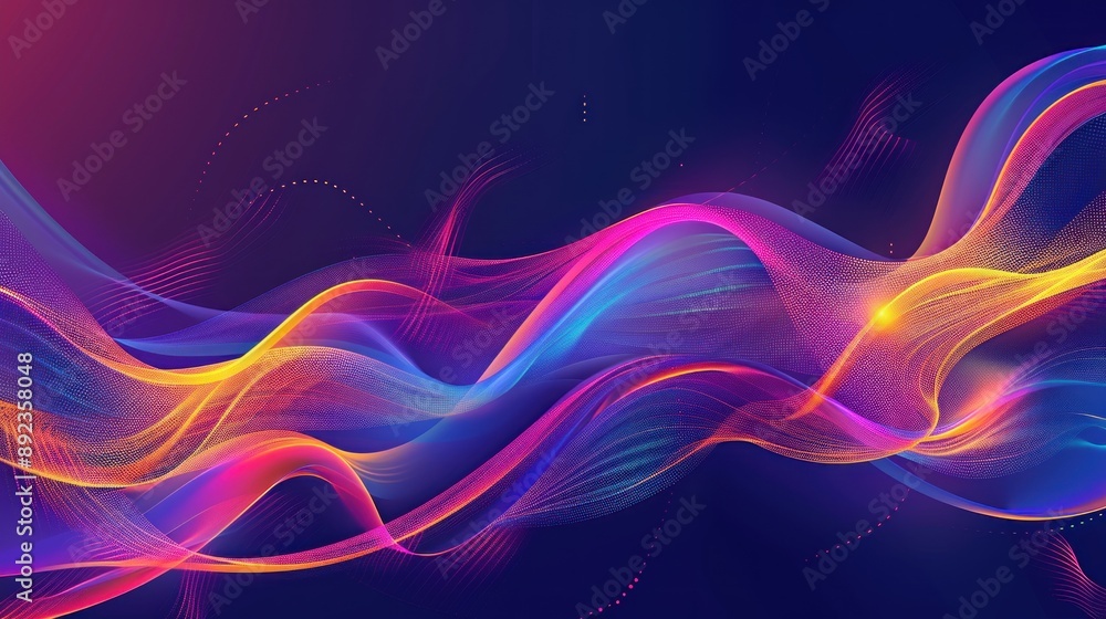 Naklejka premium Abstract Colorful Waves on a Dark Background