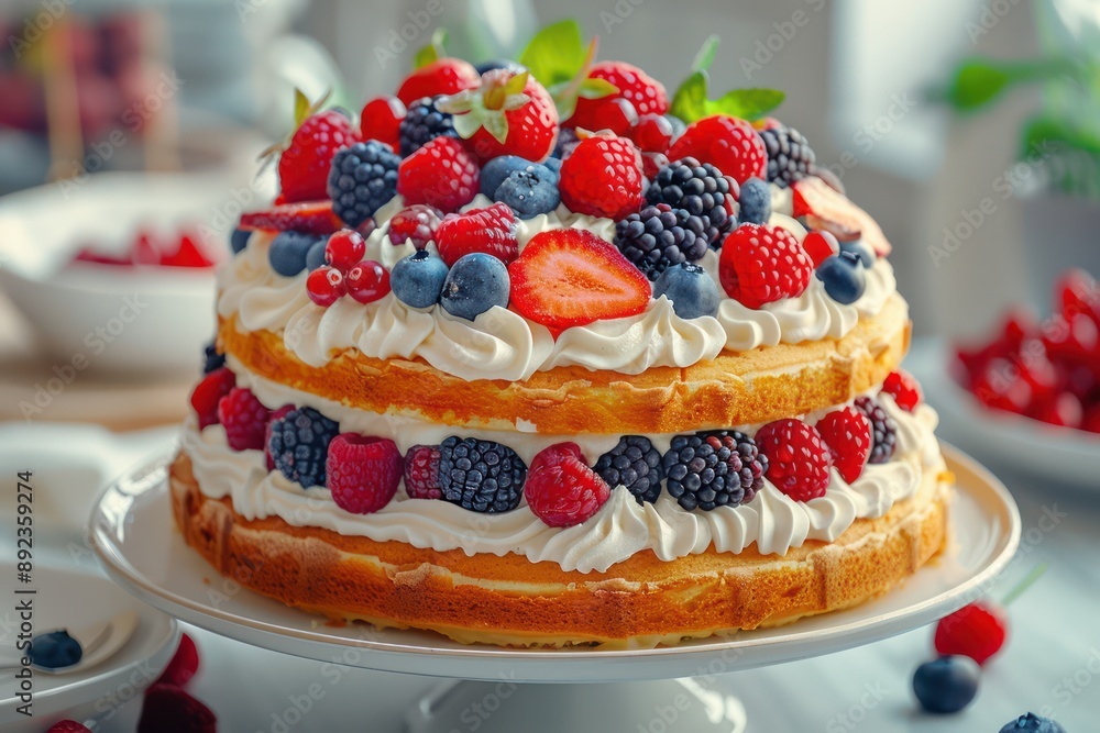 Delicious Berry Cake for a Joyful Gathering Celebrate with a Beautifully Decorated Dessert, Perfect for Birthday Parties, Weddings, or Any Special Occasion Delicious Berry Cake for a Joyful Gathering Celebrate with a Beautifully Decorated Dessert, Perfect for Birthday Parties, Weddings, or Any Special Occasion