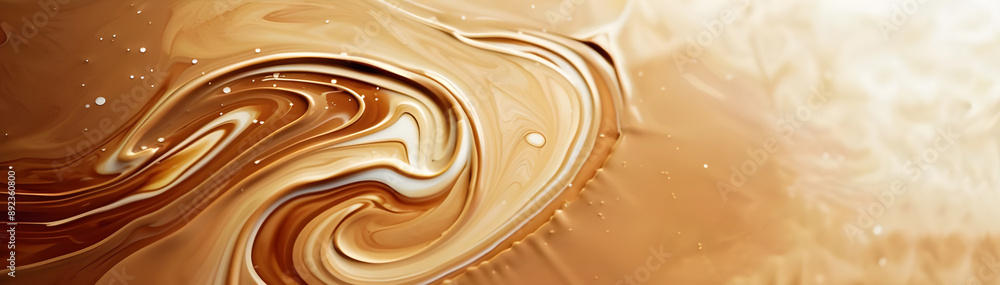 Abstract image showcasing dynamic cream and brown swirls, creating a visually captivating and fluid artistic pattern.