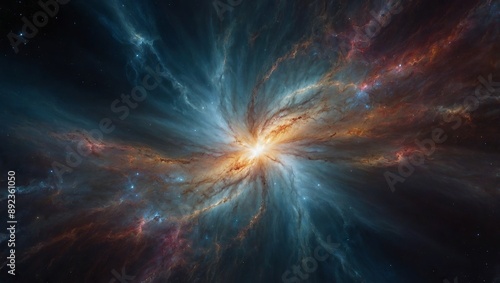 Radiant starburst within a swirling cosmic cloud
