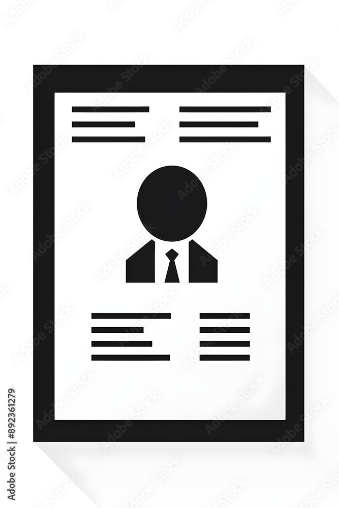 Modern Minimalist CV or Resume Icon with Human Silhouette Outline Modern Minimalist CV or Resume Icon with Human Silhouette Outline