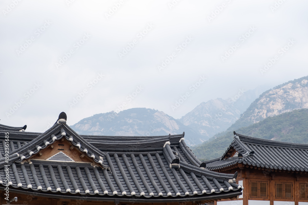 Eunpyeong Hanok Village, the largest neo-hanok residential complex in the capital area which surrounded by hills and mountains in Seoul, South Korea