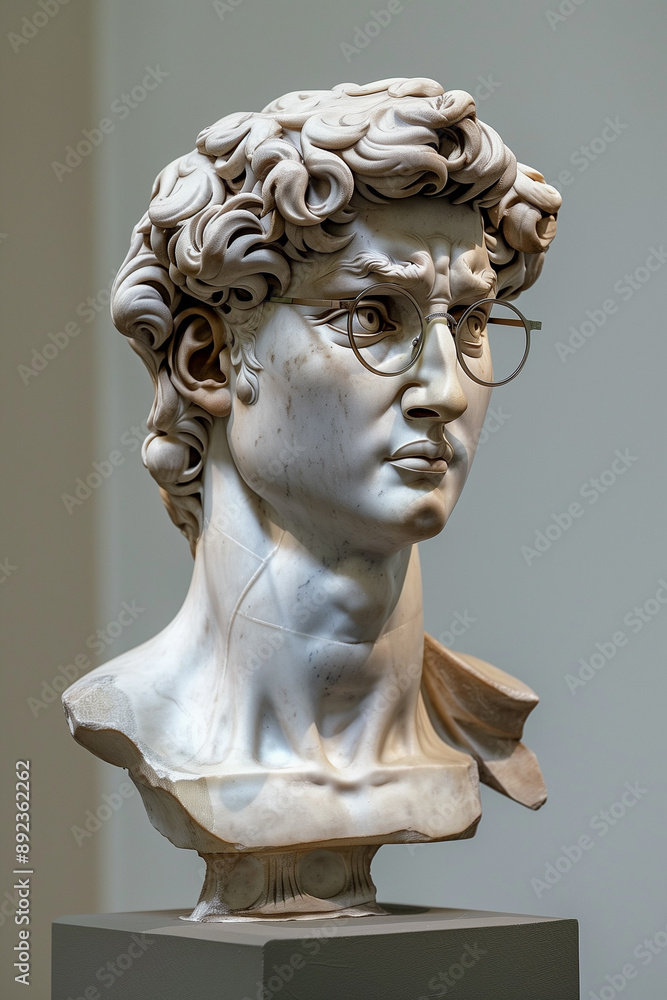 Art of marble David head with suglasses Art of marble David head with suglasses