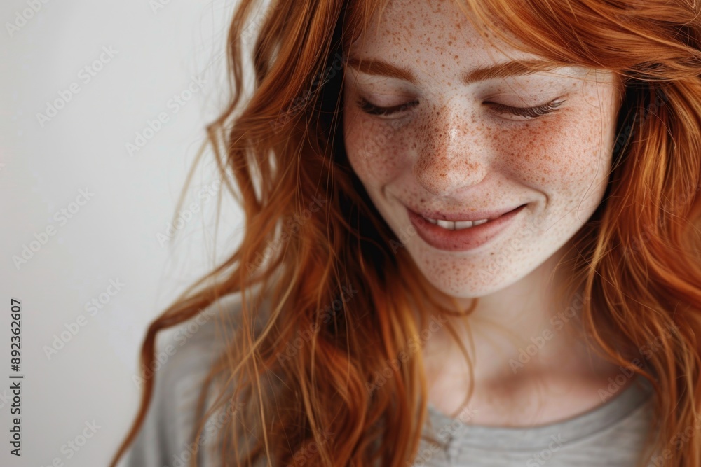 Close-up portrait of a woman with distinctive freckles on her face, suitable for use in beauty, lifestyle or personal projects Close-up portrait of a woman with distinctive freckles on her face, suitable for use in beauty, lifestyle or personal projects