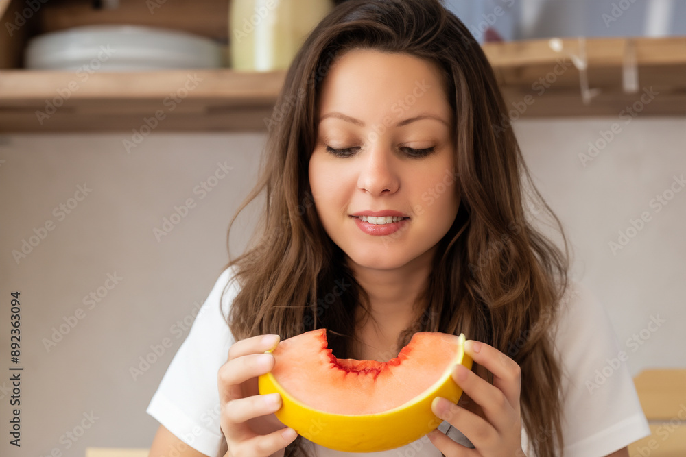 Girl eating melon and eating healthy food. fruit watermelon child concept. girl eating a sweet melon. a girl eating a melon and a lifestyle sweet treat is healthy. Girl eating melon and eating healthy food. fruit watermelon child concept. girl eating a sweet melon. a girl eating a melon and a lifestyle sweet treat is healthy.