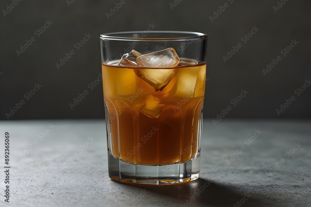 clear glass of iced tea on a gray background clear glass of iced tea on a gray background
