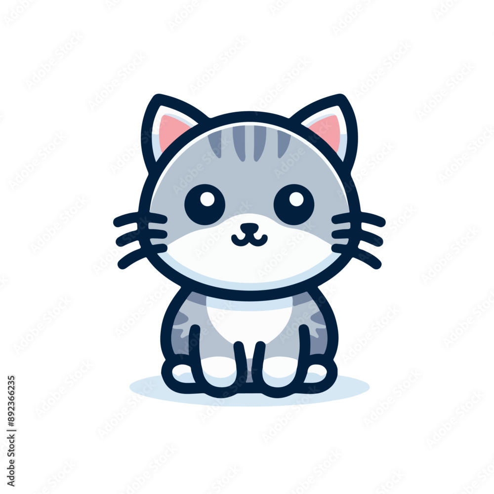 flat vector logo of a cute cat, flat logo of a cute cat. flat vector logo of a cute cat, flat logo of a cute cat.