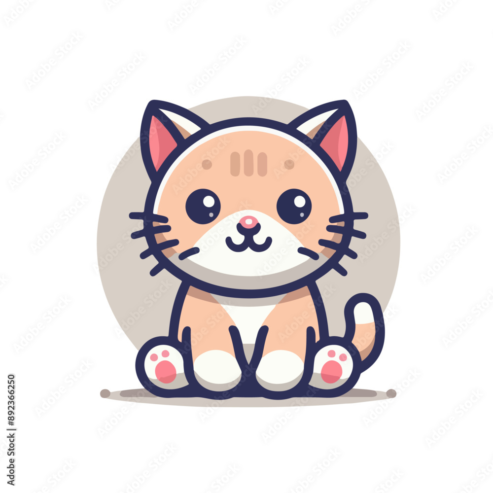 flat vector logo of a cute cat, flat logo of a cute cat. flat vector logo of a cute cat, flat logo of a cute cat.