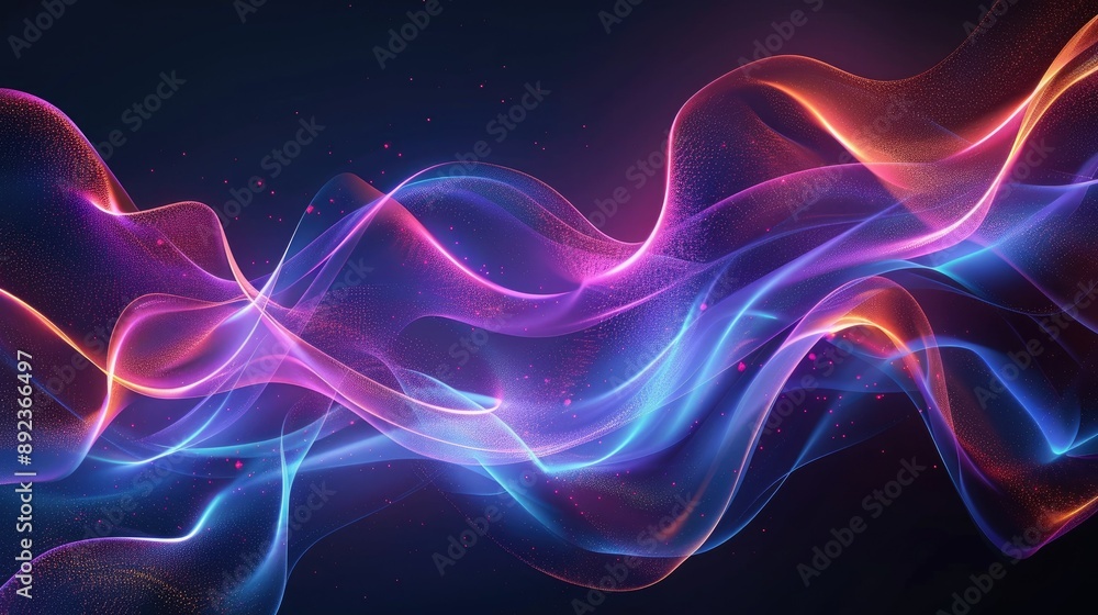 Elegant wave design with neon highlights, ideal for stylish wallpaper and poster applications Elegant wave design with neon highlights, ideal for stylish wallpaper and poster applications
