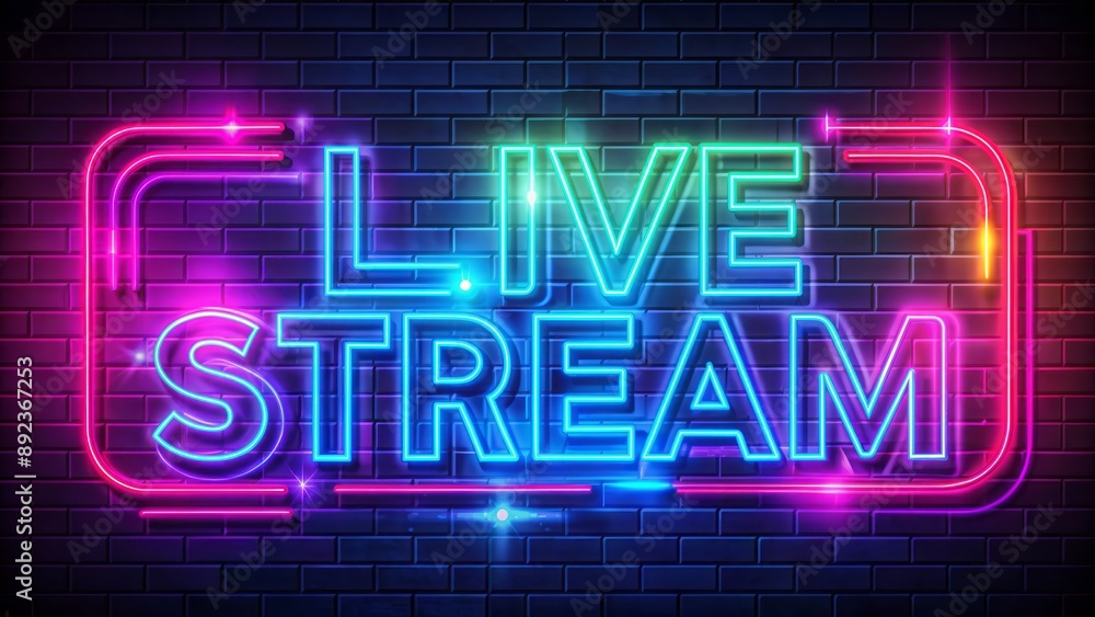 Neon Stream Vibrant neon lights illuminate transparent background with animated ...