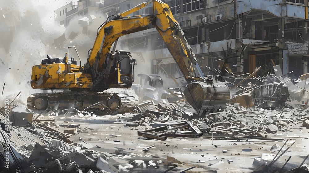 Fototapeta premium excavator at construction site. 