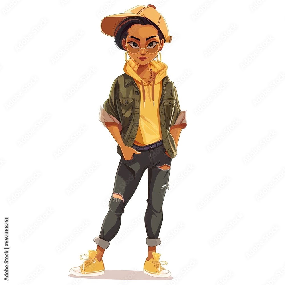 Quail Tomboy fashion cartoon isolated whitebackground Quail Tomboy fashion cartoon isolated whitebackground