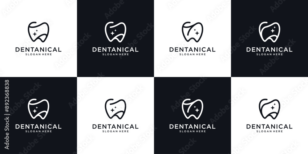 Obraz premium Dental Clinic Logo. Minimalist Tooth logo design collection.