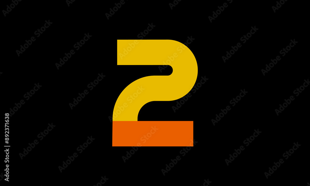2 Orange Logo Number Half Yellow Simple 2 Orange Logo Number Half Yellow Simple