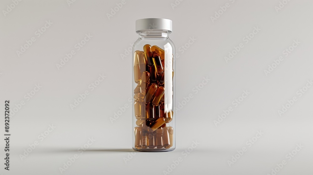 Plastic Bottle of Brown Supplement Capsules Plastic Bottle of Brown Supplement Capsules