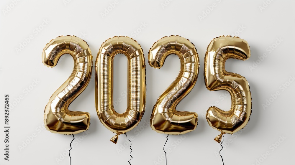 Golden 2025 Balloon with Plain Backdrop Golden 2025 Balloon with Plain Backdrop