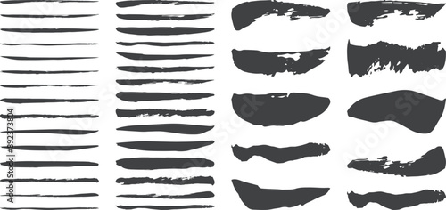 Wallpaper Mural 手書きの筆のライン素材　筆文字　ベクター　線　黒　Set of grungy vector black brushes.ink brush strokes. brush collection isolated. Torontodigital.ca