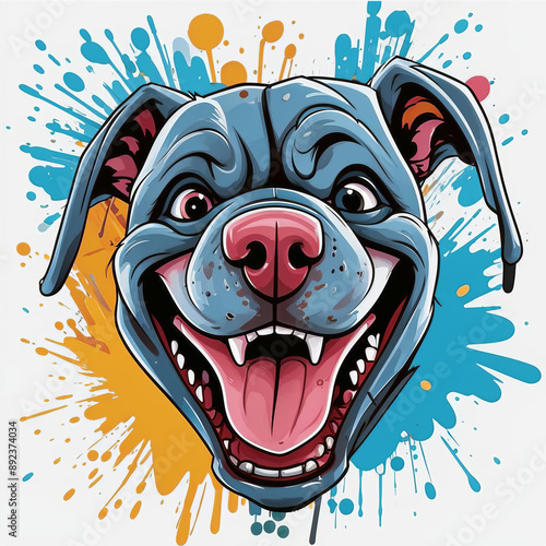 A colorful portrait of a pit bull.