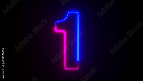 Neon number one on dark bac...