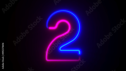 Neon number two on dark bac...