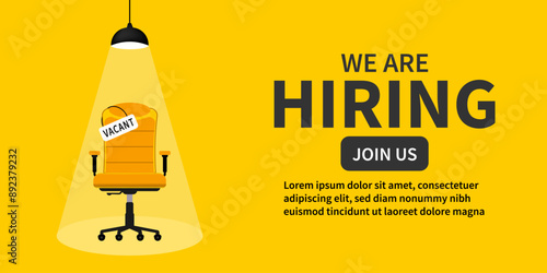 We are hiring join our team announcement banner design. Hiring recruitment open vacancy design. Creative open hiring poster. Hiring social media post design, creative ads and poster illustration