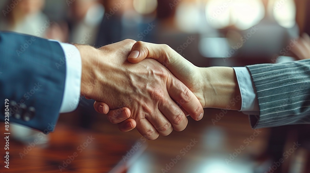 Two hands clasped in a handshake, signifying a deal made Two hands clasped in a handshake, signifying a deal made