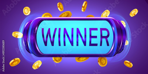 Neon slot machine wins the jackpot. 777 Winner. Casino jackpot.