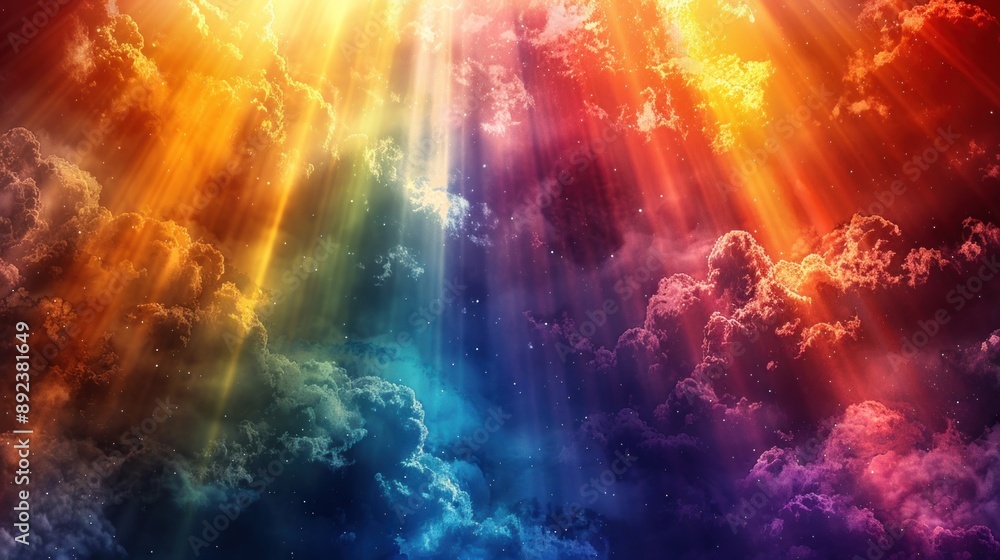 Colorful clouds illuminated by a radiant light Colorful clouds illuminated by a radiant light