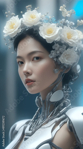 portrait of a woman with flowers