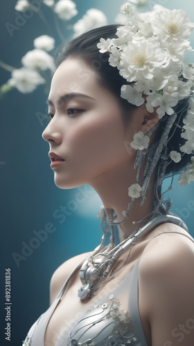 portrait of a woman with flowers