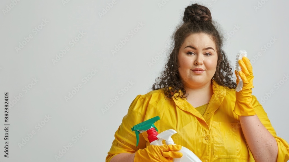 Cleaning Lady in Yellow Jumpsuit Cleaning Lady in Yellow Jumpsuit