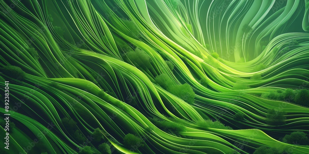 Abstract organic green lines as wallpaper background illustration created by ai Abstract organic green lines as wallpaper background illustration created by ai