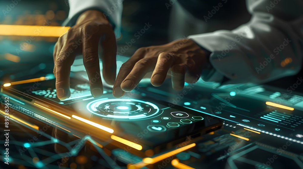 Naklejka premium Businessman using digital payment interface 3D rendering. 