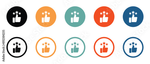 Hand with thumb up and stars rating vector icon designs