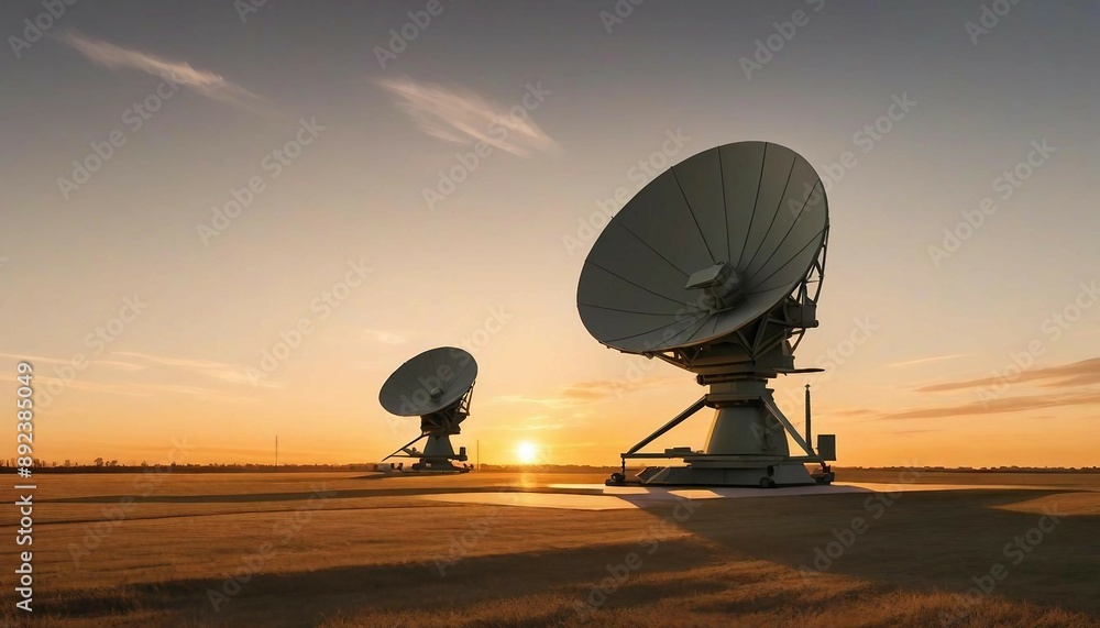 An air defense radar system set against a backdrop of a golden sunset, with long shadows stretching across the open field
An air defense radar system set against a backdrop of a golden sunset, with long shadows stretching across the open field