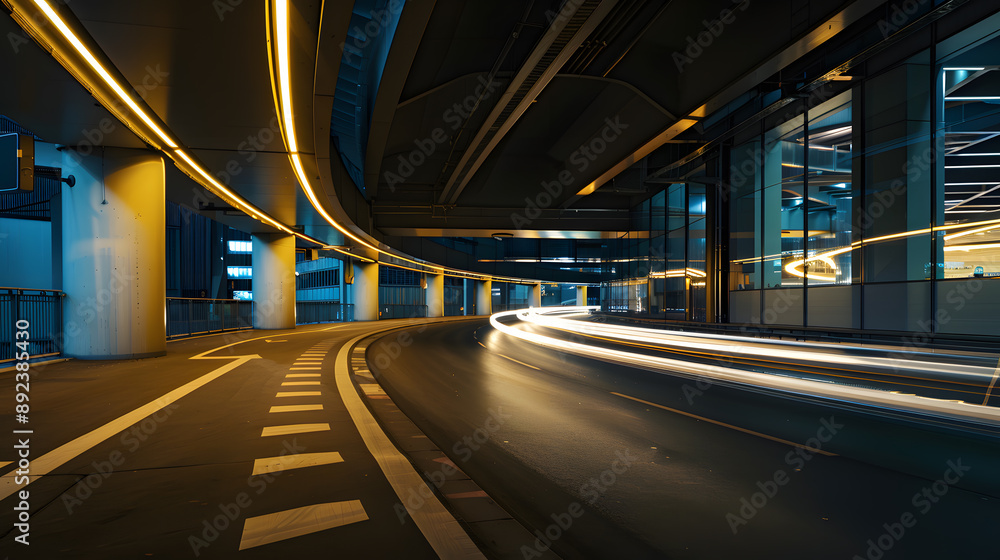 City highway with light trails at night. City highway with light trails at night.