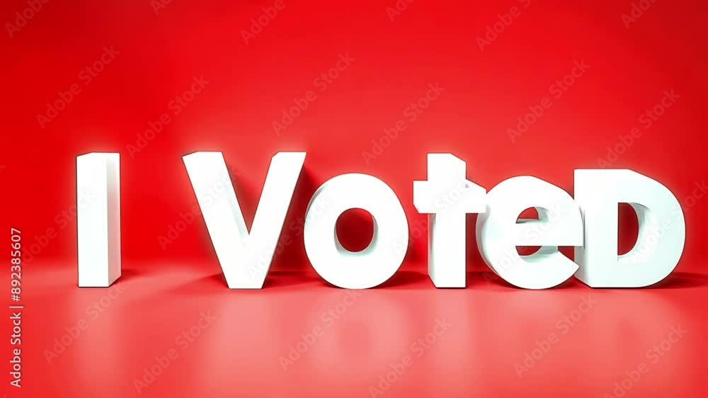 I voted text in white letters with red background. Bold white 'I VOTED' text with a checkmark vibrant green, emphasizing the importance of voting in the presidential election of 2024. 4k video I voted text in white letters with red background. Bold white 'I VOTED' text with a checkmark vibrant green, emphasizing the importance of voting in the presidential election of 2024. 4k video