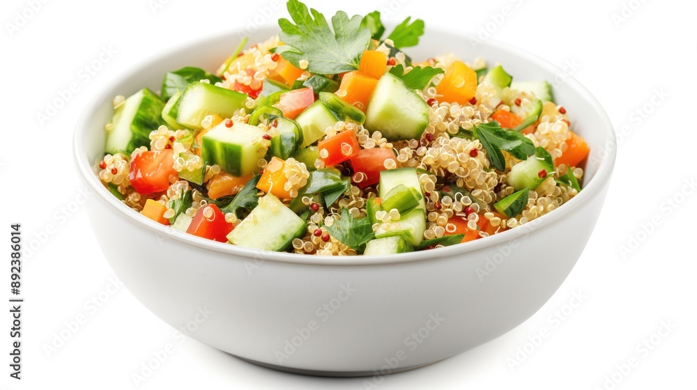 A bowl of quinoa salad, healthy food element, , isolated on white background A bowl of quinoa salad, healthy food element, , isolated on white background