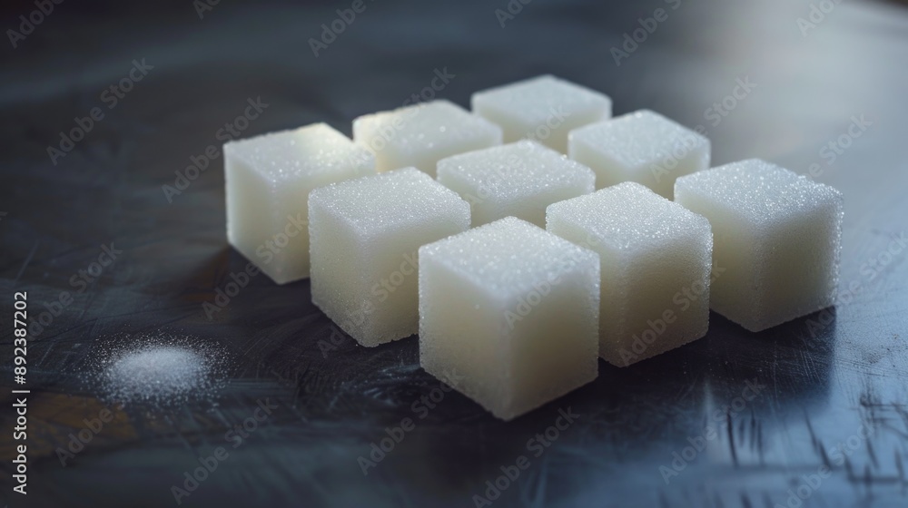 A pile of sugar cubes sitting on a table A pile of sugar cubes sitting on a table