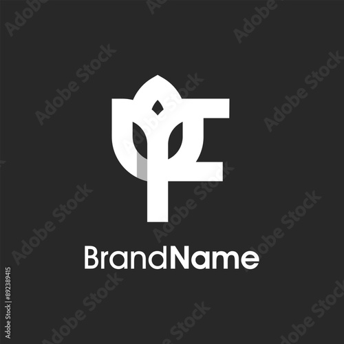 Stylish Initial F Tulip Flower Logo