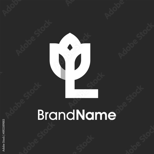 Stylish Initial L Tulip Flower Logo