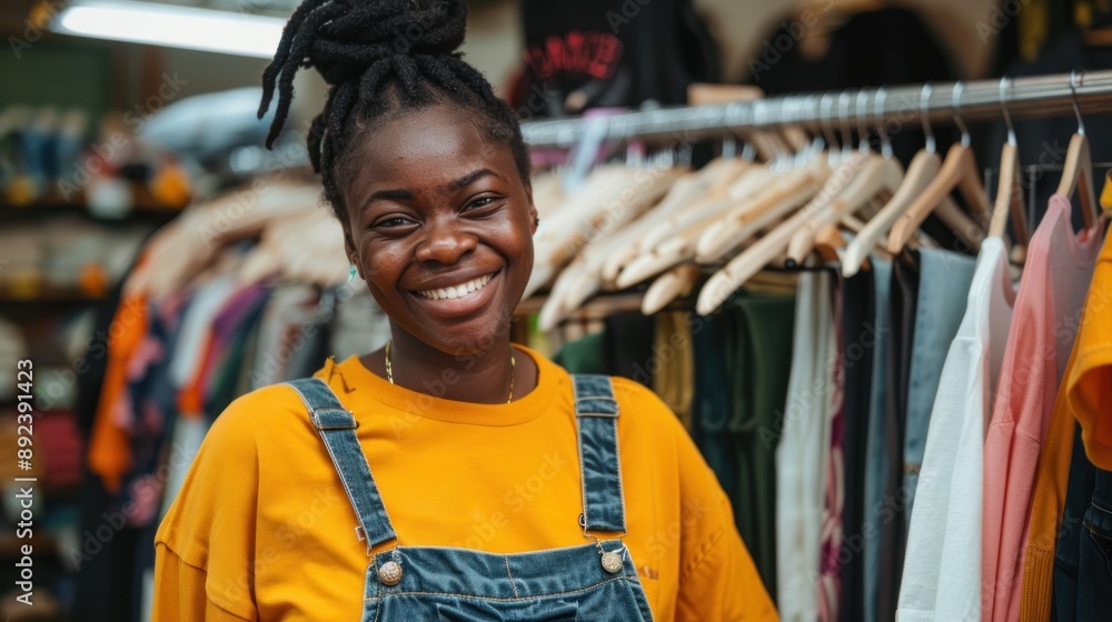Smiling Woman In Clothing Store Smiling Woman In Clothing Store